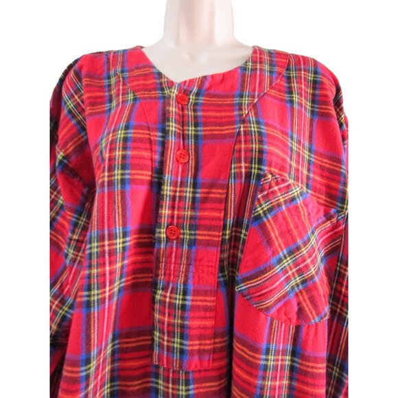 Wittmann Textiles Red Plaid Cotton Flannel Modest Night Shirt Med Turkey EUC - Picture 7 of 16